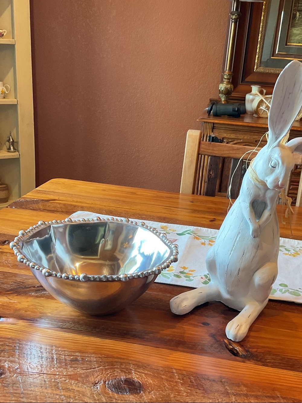 Polished Silver Beaded Serving Bowl - Classic Table Accent